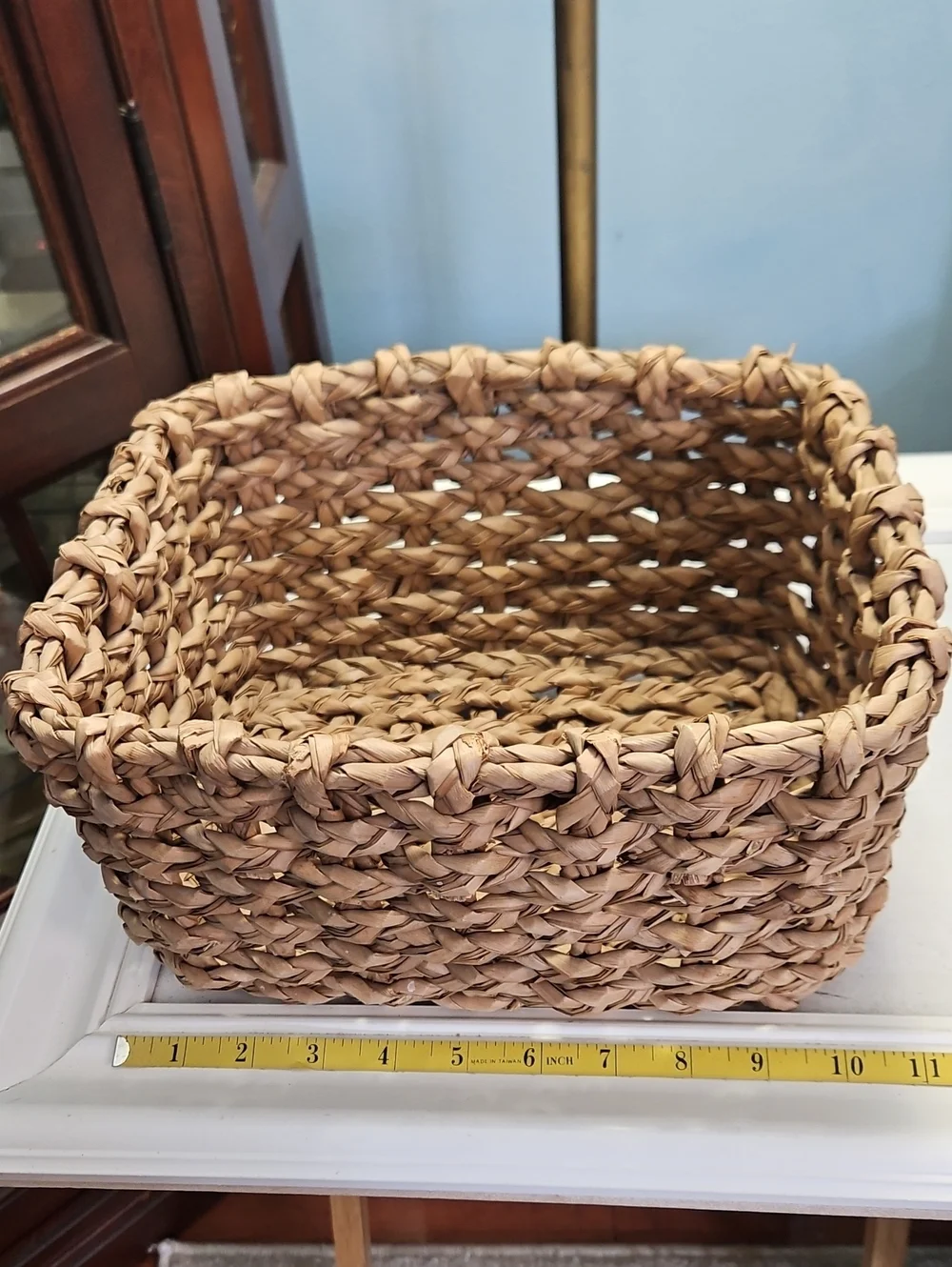 Woven Natural and Pastel Rectangular Storage Basket Set